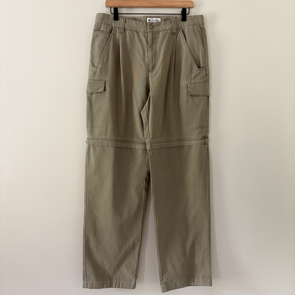 Columbia Convertible Cargo Pants 34 Khaki Zip Off Hiking Shorts Canvas Utility